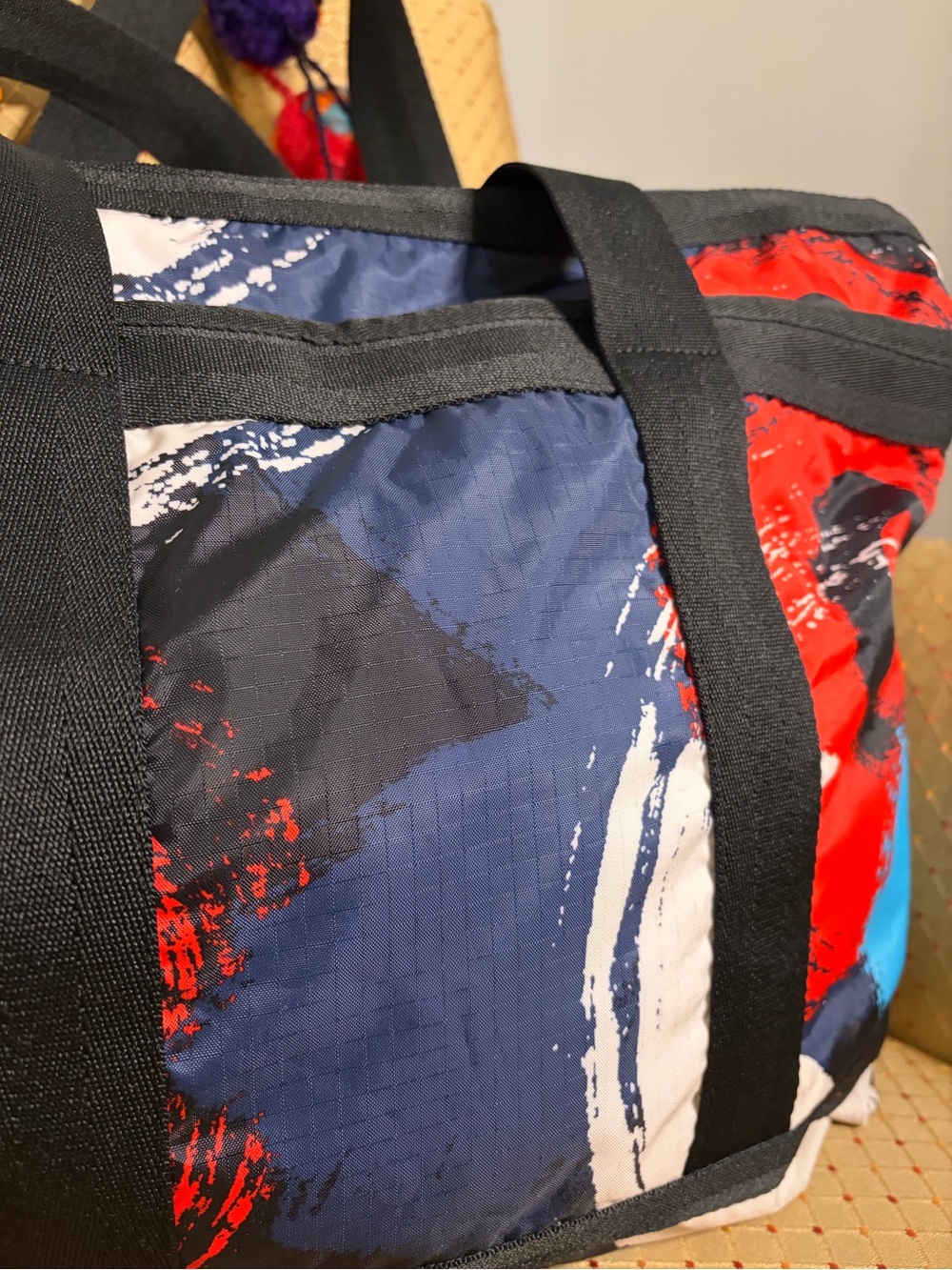 Lesportsac Black Tote with Yellow, Red & Blue Abstract Accents - Picture 4 of 7
